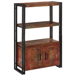 vidaXL Libreria con Porte Marrone Legno Recuperato Massello e Metallo