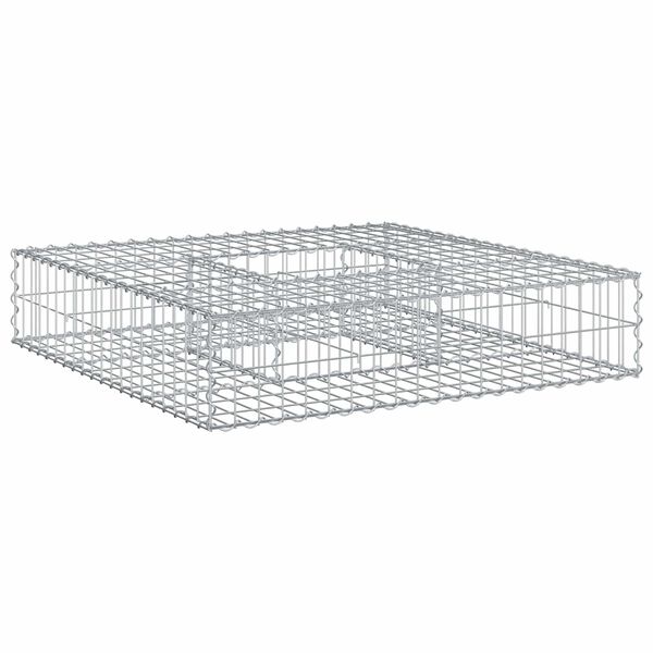 vidaXL Letto rialzato in gabbione Argento 100 x 100 x 20 cm