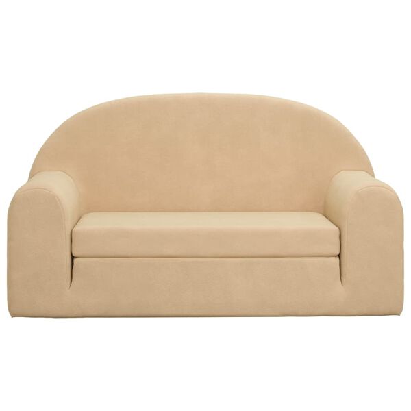 vidaXL Divano Letto per Bambini a 2 Posti Crema in Morbido Peluche