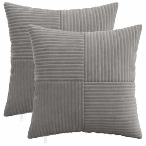 vidaXL Federa 2 pcs ALMELO Grigio Chiaro 30 x 30 cm corduroy