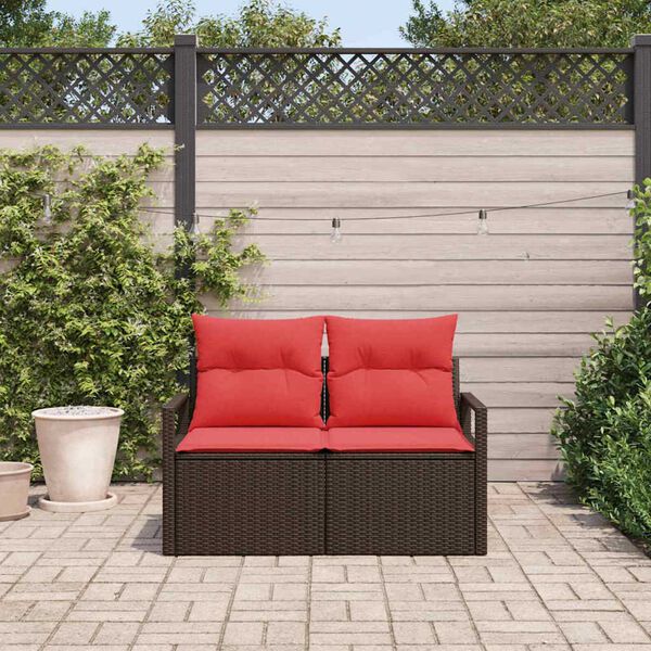 vidaXL Divano da giardino con cuscino 120 x 62 x 69 cm. polyrattan