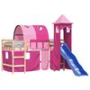 vidaXL Letto a Soppalco con Torre Bambini Rosa 90x200cm Massello Pino