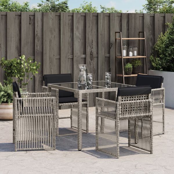 vidaXL Sedie da Giardino con Cuscini 4 pz Grigio Chiaro in Polyrattan