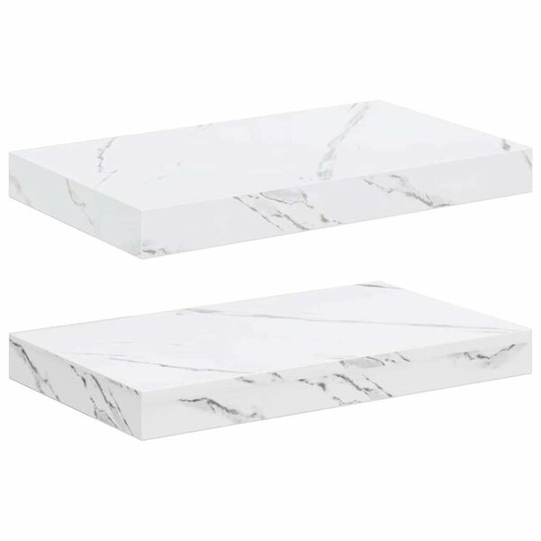 vidaXL Scaffale da parete 2 pcs Marmo Bianco 40 x 23,5 x 4 cm