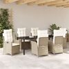 vidaXL Set da Pranzo per Giardino con cuscino 7 pcs Beige polyrattan