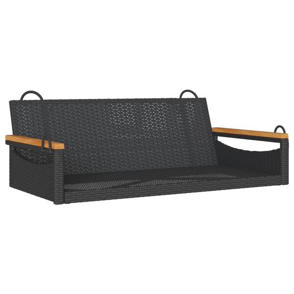 vidaXL Panchina Dondolo Nera 109x62x40 cm in Polyrattan