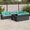 vidaXL Set Divani Giardino 11 pz con Cuscini Polyrattan Nero Acacia