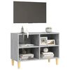 vidaXL Mobile TV con Gambe Legno Massello Grigio Cemento 69,5x30x50 cm
