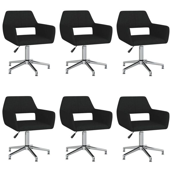 vidaXL Sedie da Pranzo Girevoli 6 pz Nere in Tessuto