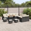 vidaXL Set Divano da Giardino con cuscino Nero Poly Rattan