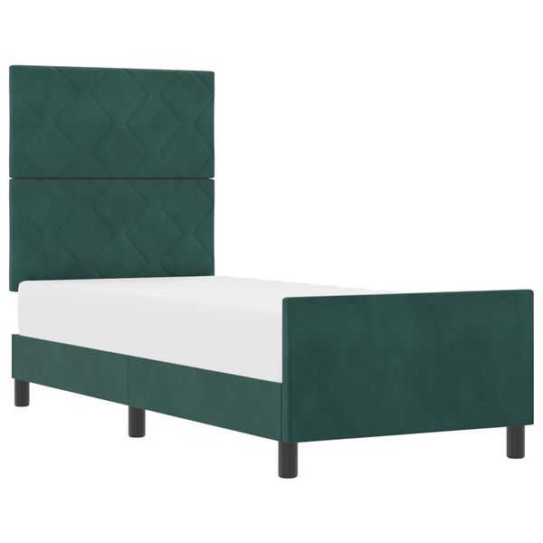 vidaXL Letto a molle con testiera Verde Scuro 80 x 200 cm Velluto