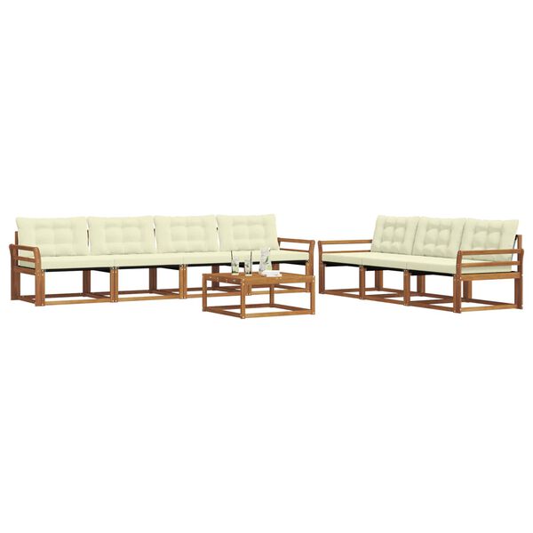 vidaXL Set di divani da esterno con cuscino 8 pcs Naturale e Crema