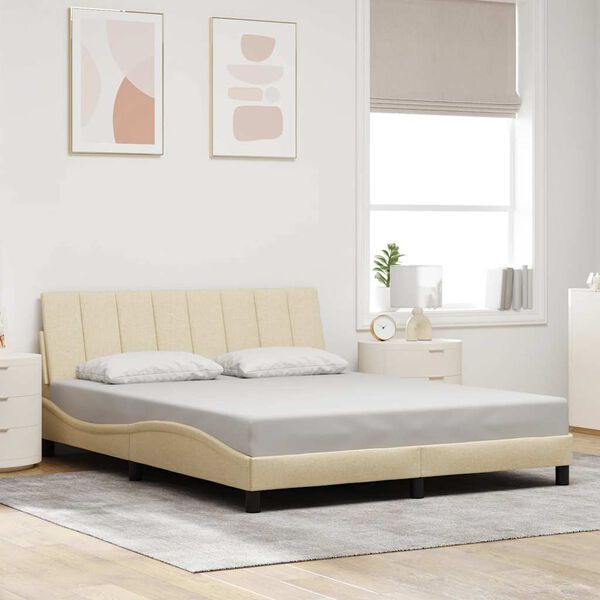 vidaXL Giroletto senza Materasso Hanko Crema 160x200 cm in Tessuto