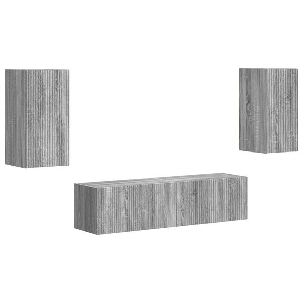 vidaXL Set mobile TV 4 pcs Grigio Sonoma Legno multistrato