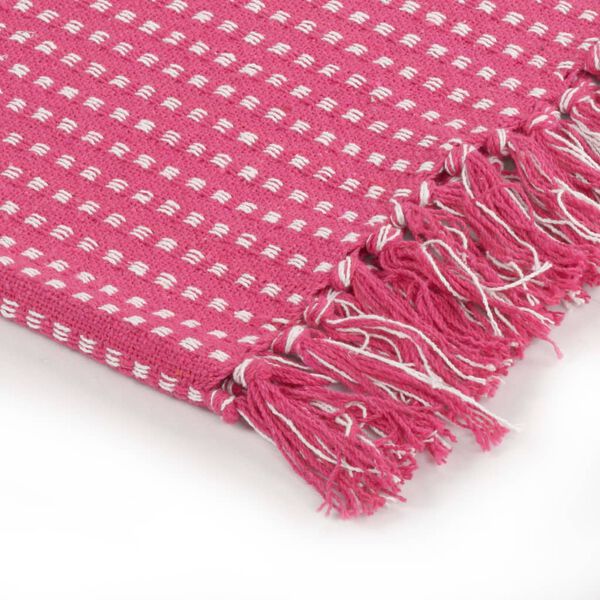 vidaXL Copriletto in Cotone a Quadri 220x250 cm Rosa