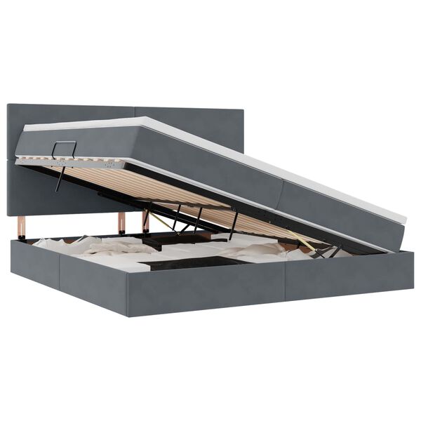 vidaXL Letto con contenitore e LED Grigio scuro 200 x 200 cm Velluto