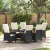 vidaXL Set da Pranzo per Giardino con cuscino 7 pcs Nero polyrattan