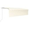 vidaXL Tenda Automatica con Parasole Sensore Vento e LED 5x3 m Crema