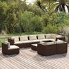 vidaXL Set Divani da Giardino 10 pz con Cuscini in Polyrattan Marrone