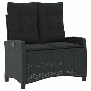 vidaXL Panca Reclinabile da Giardino con Cuscini Nera in Polyrattan