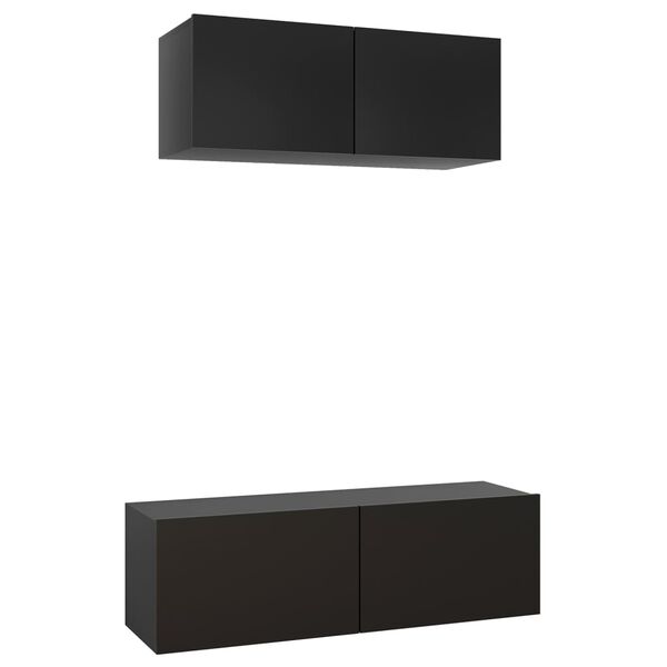 vidaXL Set di Mobili Porta TV 2 pz Nero in Legno Multistrato