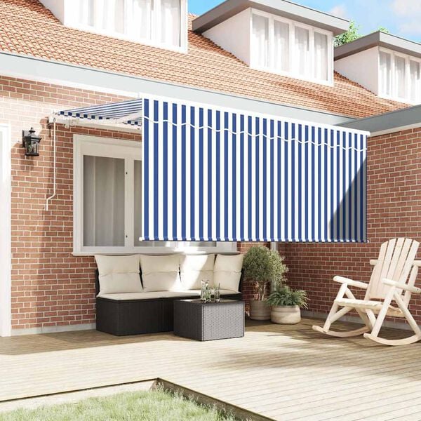 vidaXL Tenda Retrattile Blu e Bianco 300 x 200 cm