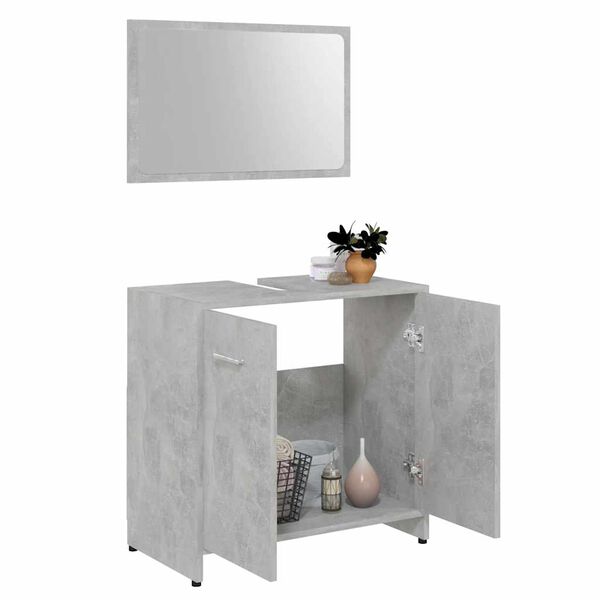 vidaXL Set Mobili da Bagno Grigio Cemento in Legno Multistrato