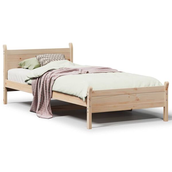 vidaXL Letto senza Materasso 75x190 cm in Legno Massello Pino