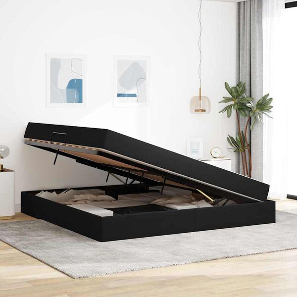 vidaXL Letto con contenitore e materasso Nero 200 x 200 cm Velluto