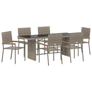 vidaXL Set da Pranzo per Giardino 7 pcs Grigio polyrattan