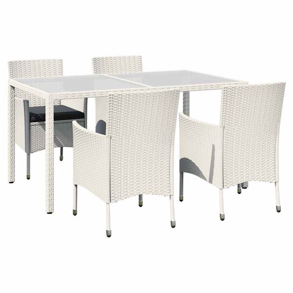 vidaXL Set Mobili da Giardino 5 pz con Cuscini in Polyrattan Bianco