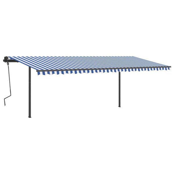 vidaXL Tenda da Sole Retrattile Automatica con Pali 6x3 m Blu e Bianca