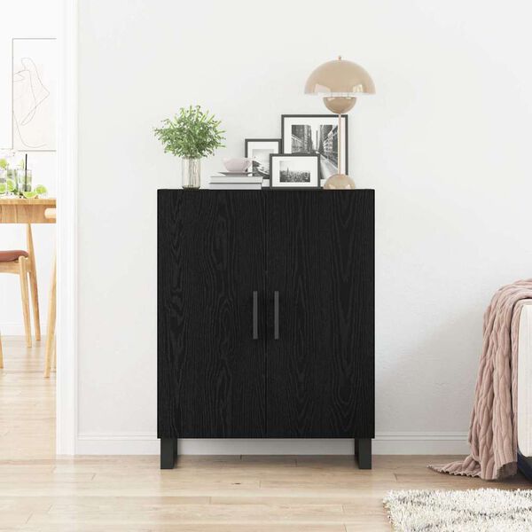 vidaXL Credenza Rovere Nero 69,5 x 34 x 90 cm Legno multistrato