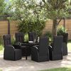 vidaXL Set da Pranzo per Giardino con cuscino 7 pcs Nero polyrattan