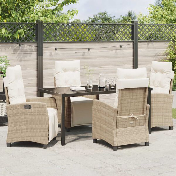 vidaXL Set da Pranzo per Giardino 5 pcs Beige polyrattan