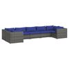 vidaXL Set Divani da Giardino 7 pz con Cuscini in Polyrattan Grigio