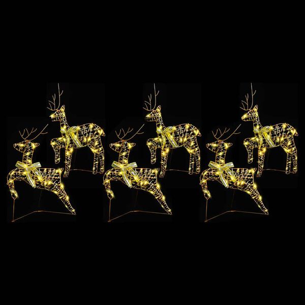 vidaXL Renne LED con 180 LED 6 pcs Oro PET