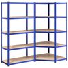 vidaXL Mensole a 5 Ripiani 2pz Blu in Acciaio e Legno Multistrato