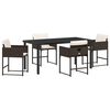 vidaXL Set da Pranzo per Giardino con cuscino 5 pcs Marrone polyrattan