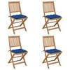 vidaXL Sedie da Giardino Pieghevoli 4pz con Cuscini Massello d'Acacia