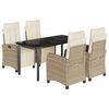 vidaXL Set da Pranzo da Giardino 5 pz con Cuscini Beige in Polyrattan