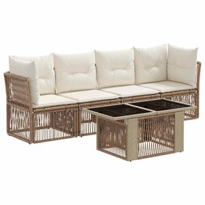 vidaXL Set Divano da Giardino 5 pz Beige polyrattan