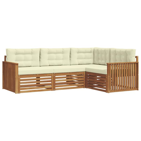 vidaXL Set di divani da esterno con cuscino 4 pcs Naturale e Crema