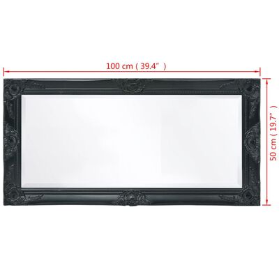 vidaXL Specchio da Parete Stile Barocco 100x50 cm Nero