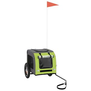 vidaXL Rimorchio da Bici per Animali Verde e Grigio Oxford e Ferro