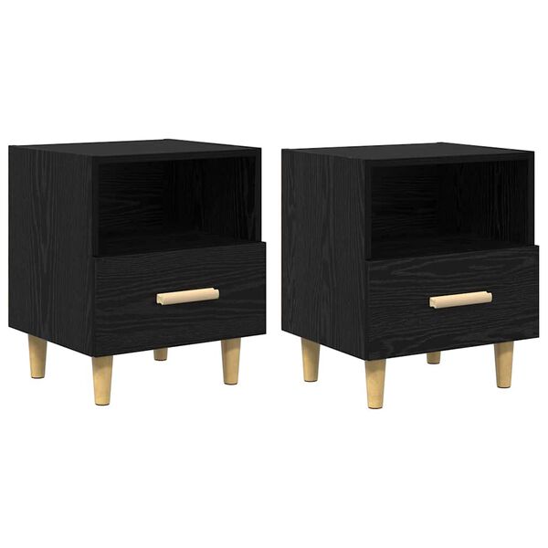 vidaXL Armadio da Notte con cassetto 2 pcs Rovere Nero 40 x 35 x 47 cm