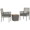 vidaXL Set Bistro da Giardino 3 pz Grigio polyrattan