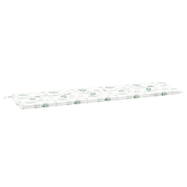 vidaXL Cuscino per Panchina da Giardino Bianco e verde 180 x 50 x 4 cm