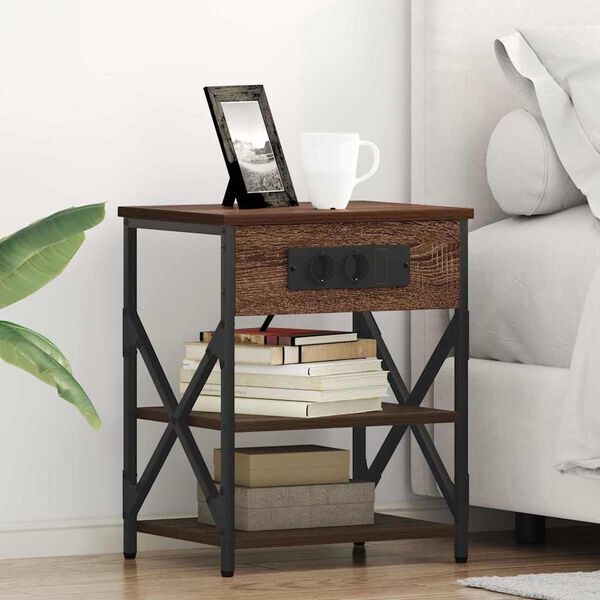 vidaXL Armadio da Notte con lo scaffale Rovere Marrone 41 x 31 x 51 cm