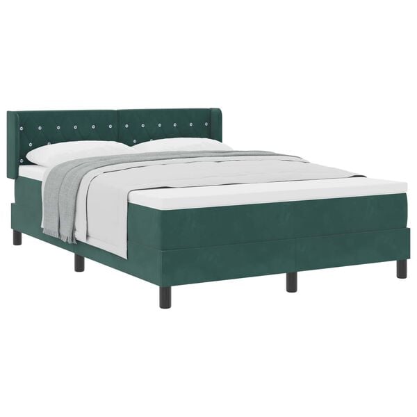 vidaXL Letto a molle con materasso Verde Scuro 190 x 140 cm Poliestere